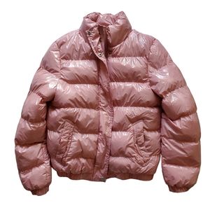 NWT Winter Padded Puffer Puffy Glossy Pink Coat Jacket Size M (girl)
